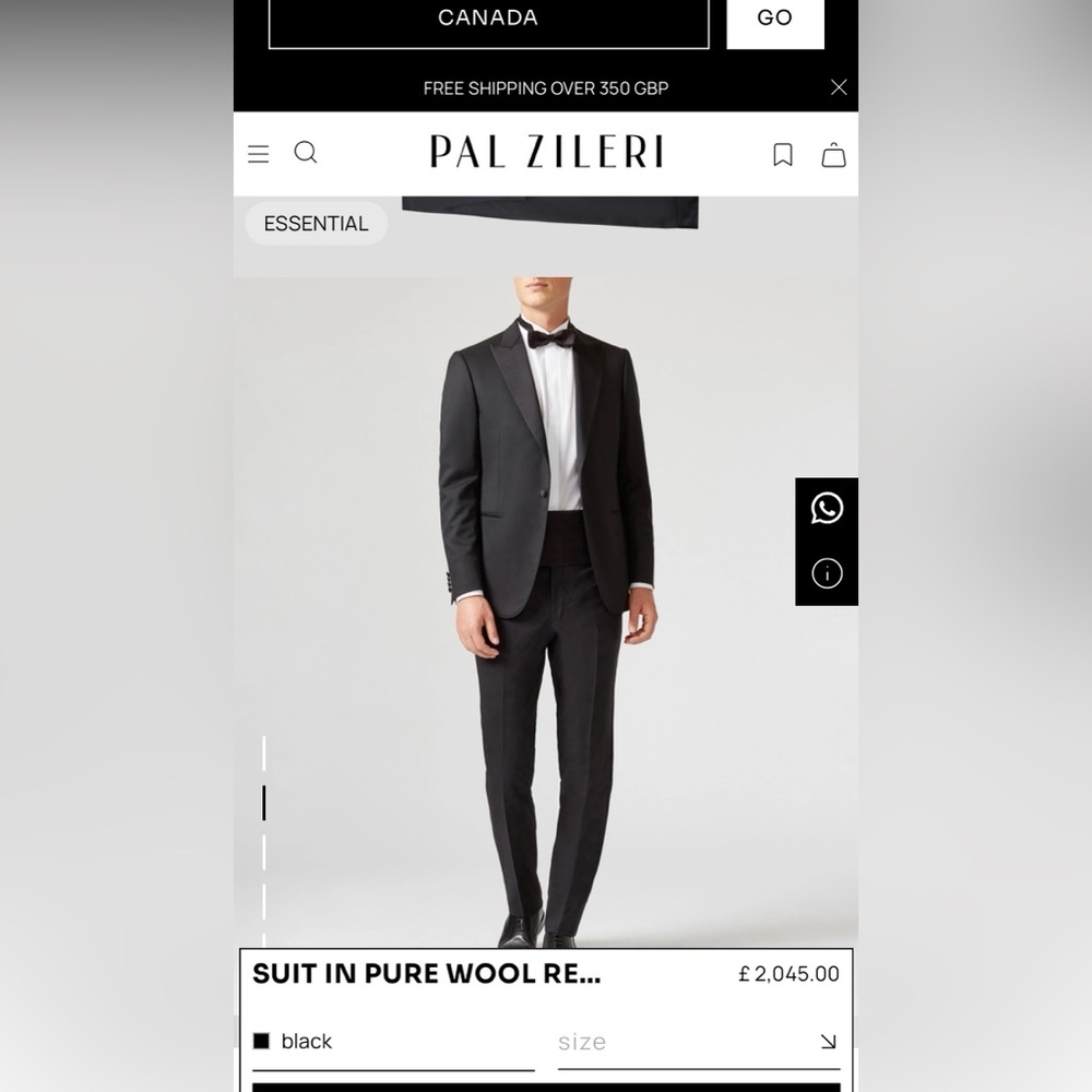 Pal Zileri NWT 100% wool black tuxedo 36 R